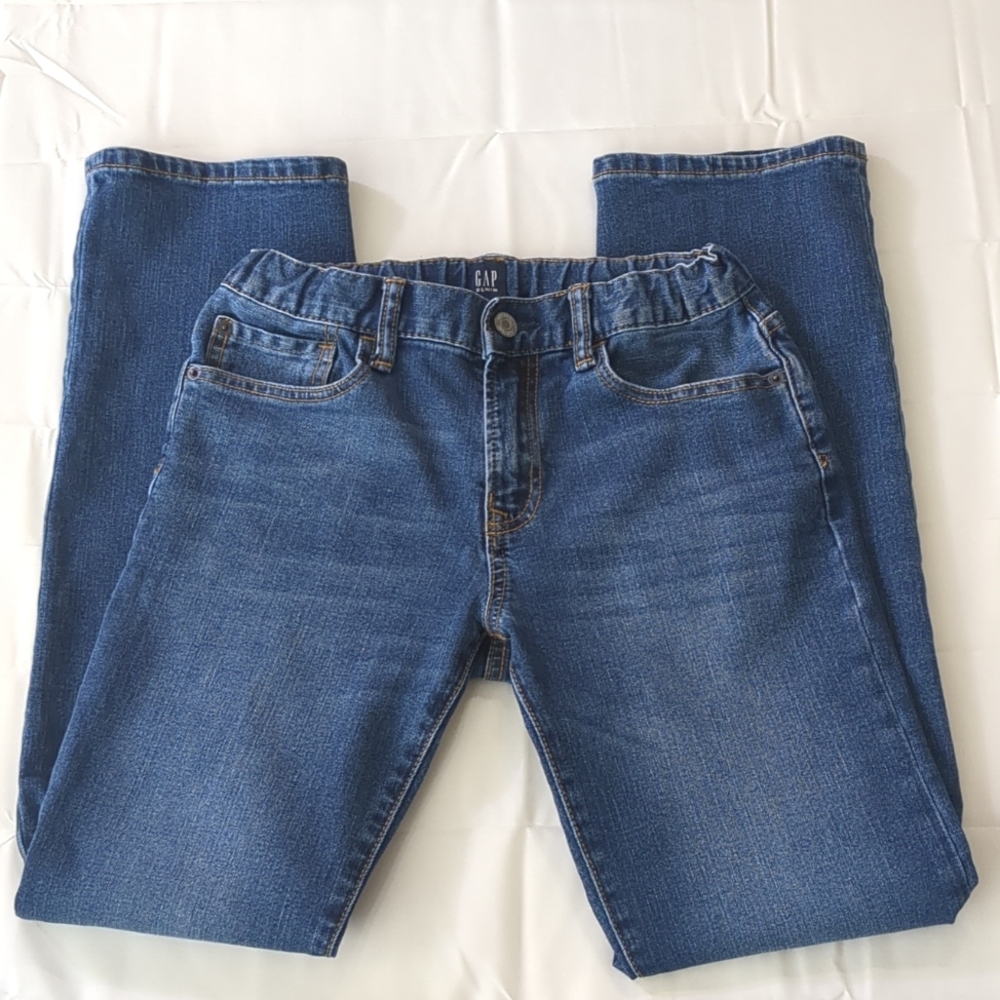 Gap Boys Stretch Straight Adjustable Waist Blue Denim Jean Sz 14